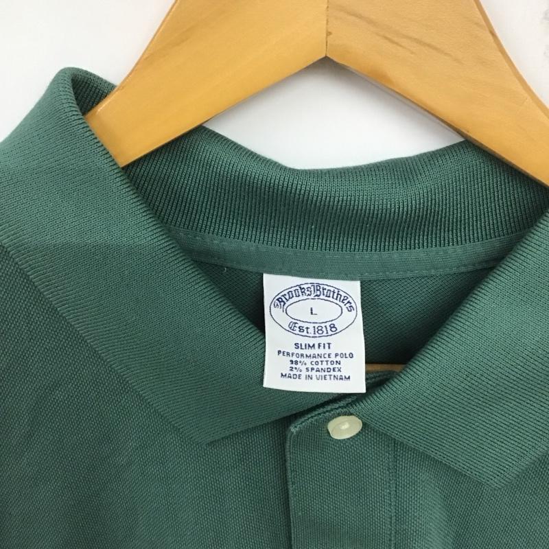 ブルックスブラザーズ BROOKS BROTHERS ポロシャツ 長袖 SLIM FIT L ワンポイント 緑 / グリーン /  メンズ USED 古着 中古 10139472