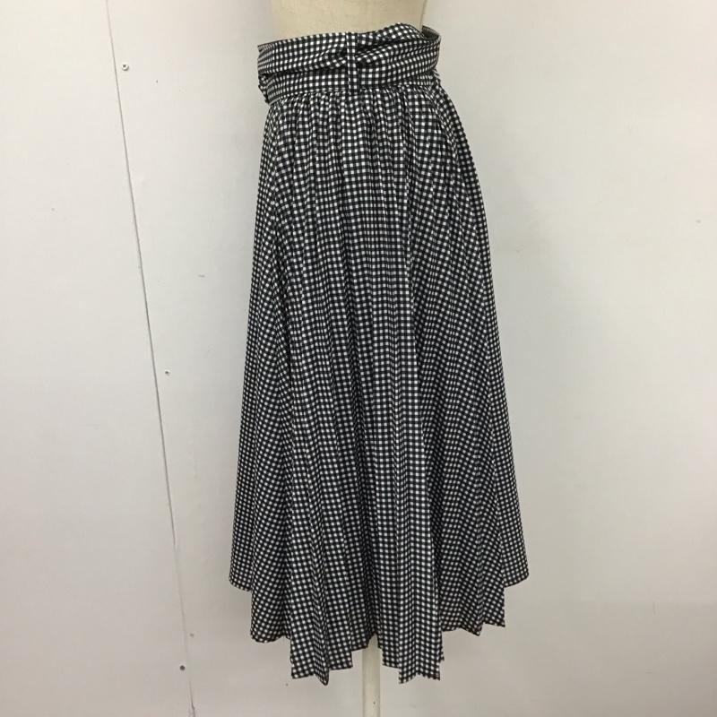 ジルスチュアート JILLSTUART スカート ひざ丈スカート 125-0140646 アシンメトリーデザイン フレアスカート ベルト ギンガム S チェック 白 / ホワイト / X 黒 / ブラック /  レディース USED 古着 中古 10110869
