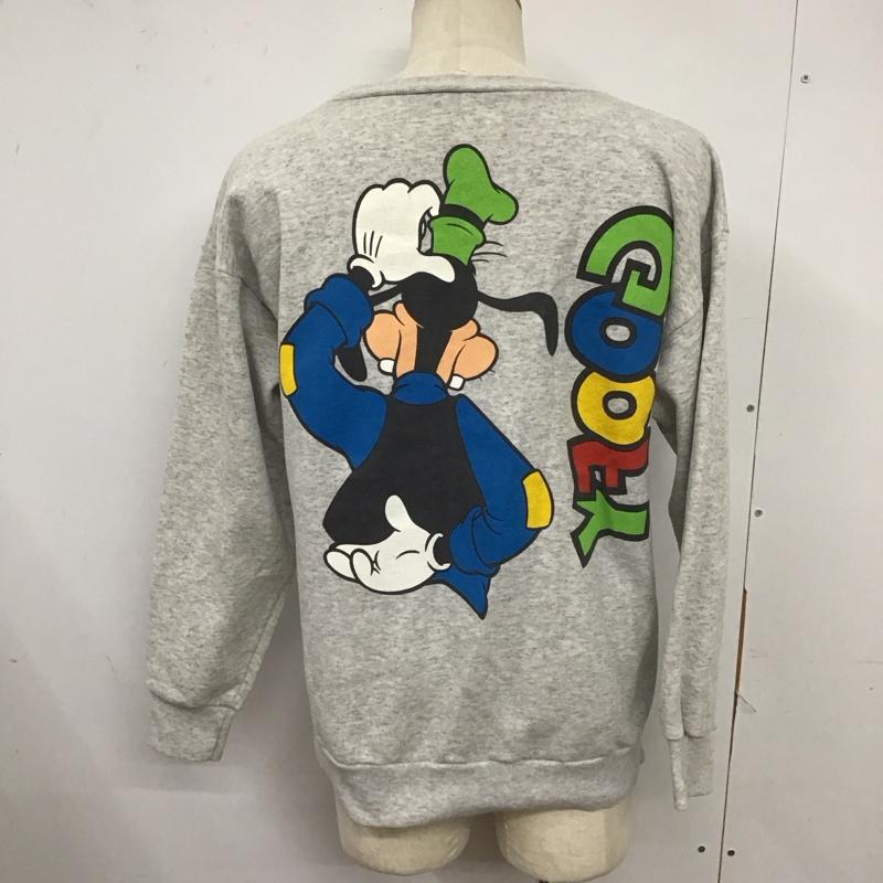 ディズニー Disney トレーナー 長袖 長袖トレーナー スウェット クルーネック リブスウェットカットソー 80s 古着 L プリント 灰 / グレー /  メンズ USED 古着 中古 10124090