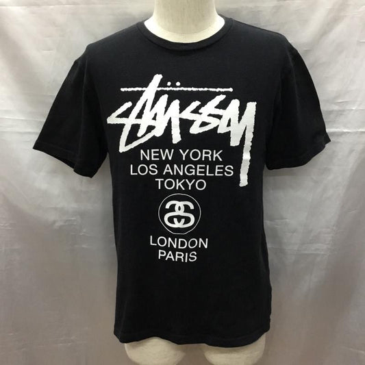 ステューシー STUSSY Tシャツ 半袖 半袖カットソー プリントTシャツ クルーネックカットソー S ロゴ、文字 黒 / ブラック /  メンズ USED 古着 中古 10116727