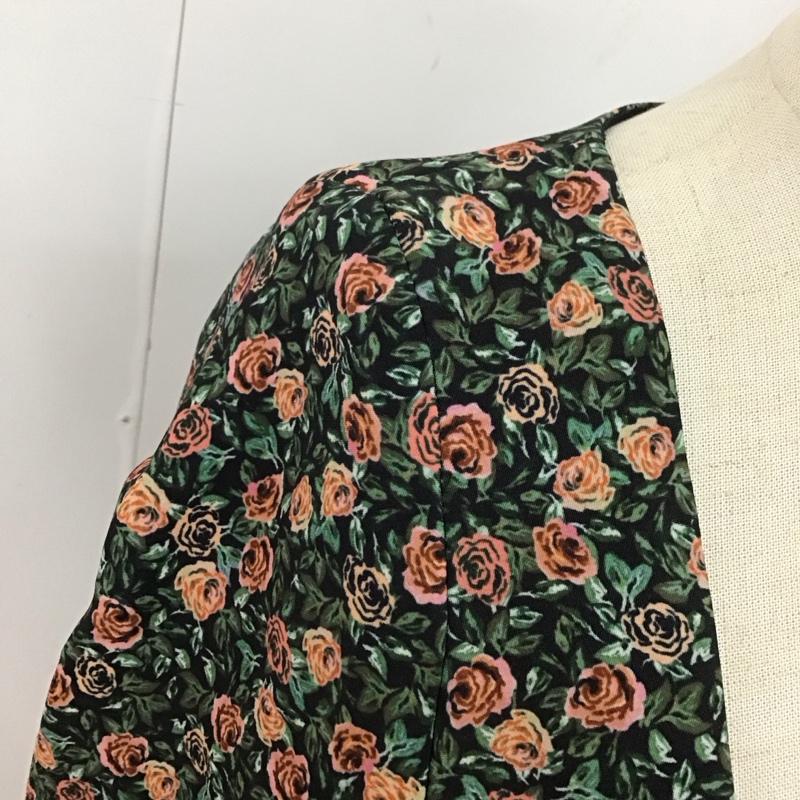 ザラ ZARA カーディガン 長袖 8510 756 800 ショート丈 スクエアネック フロントホック M 花柄 マルチカラー / マルチカラー /  レディース USED 古着 中古 10126471