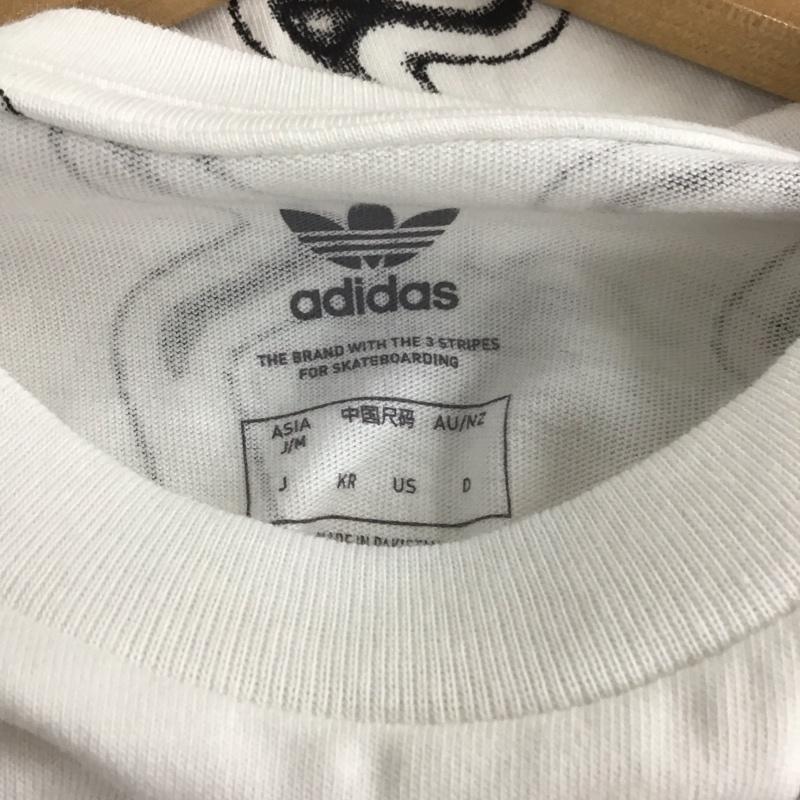 アディダス adidas Tシャツ 半袖 半袖カットソー プリントTシャツ クルーネックカットソー M プリント 白 / ホワイト /  メンズ USED 古着 中古 10133702