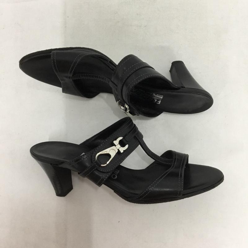 サルヴァトーレフェラガモ Salvatore Ferragamo サンダル サンダル ヒール 無地 黒 / ブラック / X 銀 / シルバー /  レディース USED 古着 中古 10149820