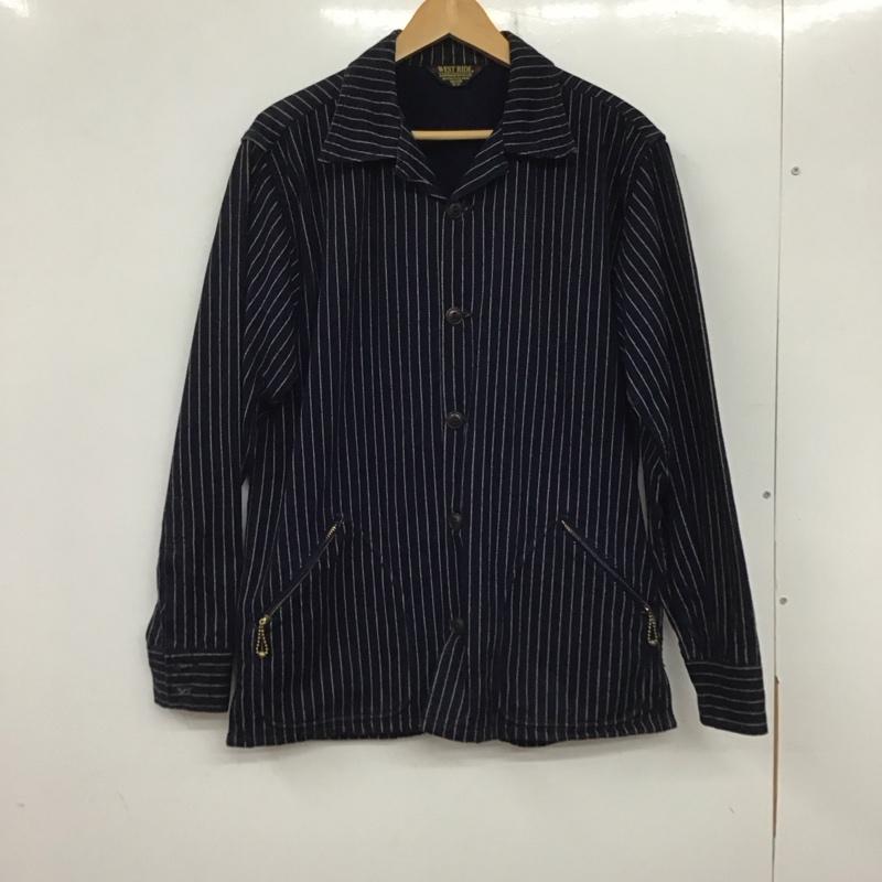 ウエストライド WESTRIDE シャツ、ブラウス 長袖 長袖シャツジャケット ストライプシャツ ジップアップポケット ストライプ 紺 / ネイビー /  メンズ USED 古着 中古 10137440