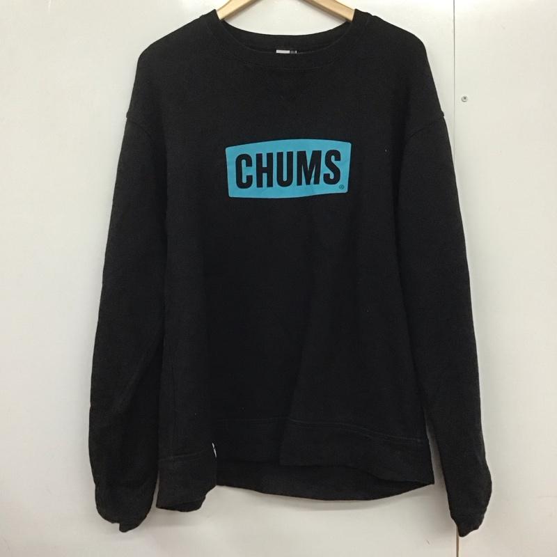 チャムス CHUMS トレーナー 長袖 長袖トレーナー スウェット クルーネック プルオーバー XL ロゴ、文字 黒 / ブラック /  メンズ USED 古着 中古 10142962