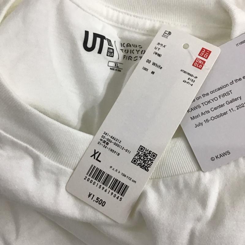 ユニクロ UNIQLO Tシャツ 半袖 341-446312 Tシャツ クルーネックカットソー プリントTシャツ XL プリント 白 / ホワイト /  メンズ USED 古着 中古 10127346