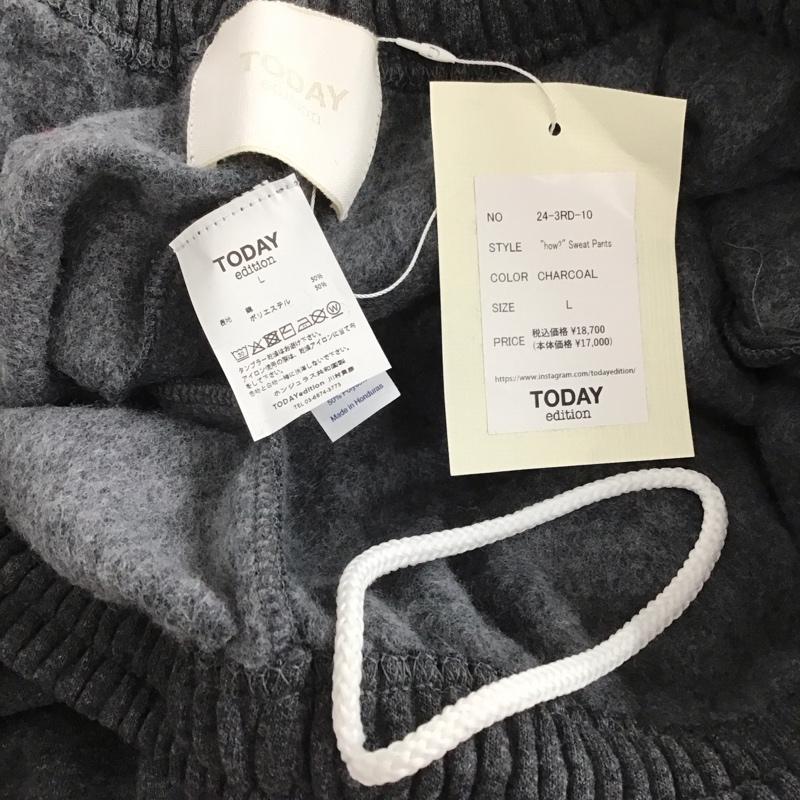 トゥデイエディション TODAY edition パンツ ワークパンツ、ペインターパンツ ワークパンツ ワイドパンツ カジュアルパンツ スウェットパンツ L ロゴ、文字 ダークグレー / ダークグレー /  メンズ USED 古着 中古 10150989