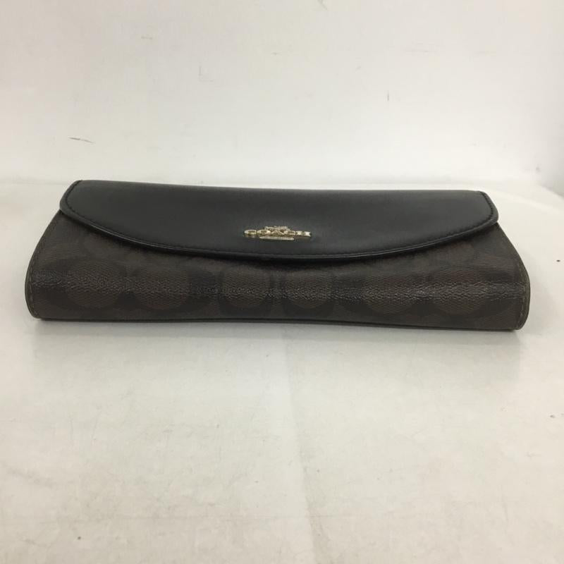 コーチ COACH 財布 長財布 シグネチャー ロゴ、文字 黒 / ブラック / X 茶 / ブラウン /  レディース USED 古着 中古 10143649