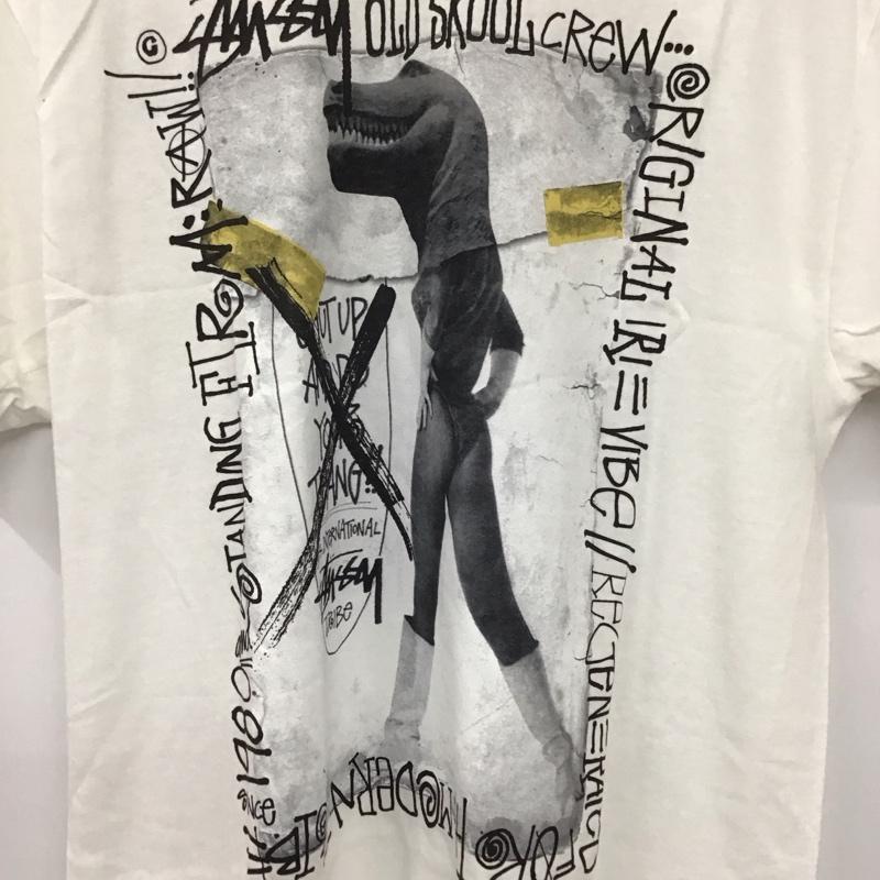ステューシー STUSSY Tシャツ 半袖 半袖カットソー プリントTシャツ クルーネックカットソー M プリント 白 / ホワイト /  メンズ USED 古着 中古 10134057