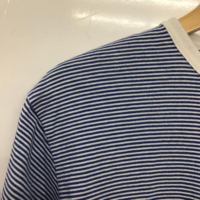 サニースポーツ SUNNY SPORTS Tシャツ 半袖 ヘンリーネック L ボーダー柄 白 / ホワイト / X 水色 / ライトブルー /  メンズ USED 古着 中古 10134846