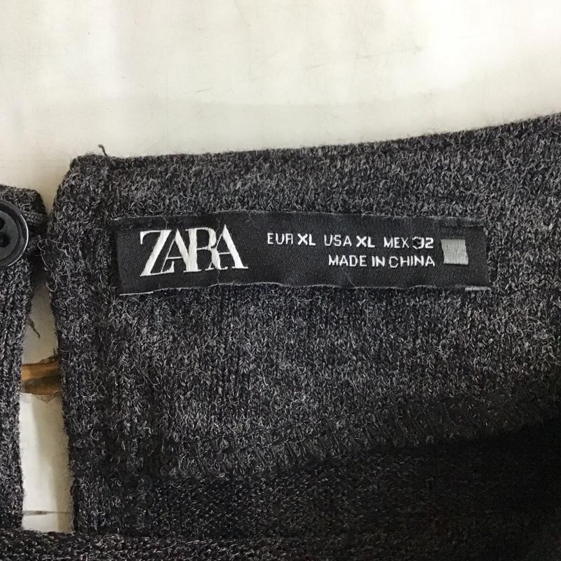 ザラ ZARA ワンピース ロングスカート 長袖ロングワンピース フレアワンピース 切り替えワンピース XL 無地 灰 / グレー /  レディース USED 古着 中古 10118564