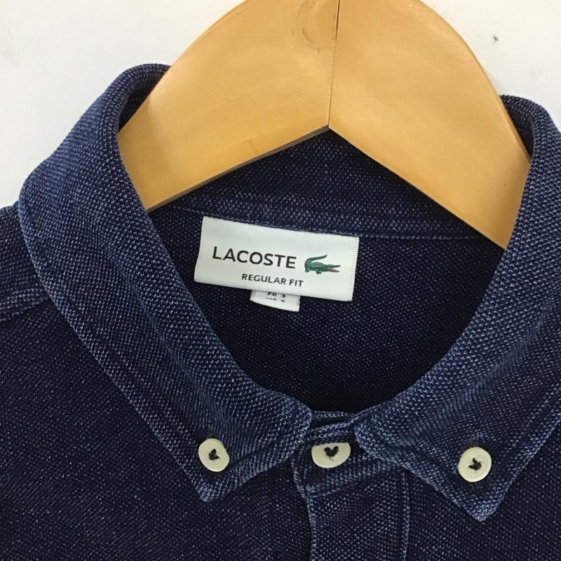 ラコステ LACOSTE シャツ、ブラウス 長袖 長袖シャツ 無地シャツ カラーシャツ ボタンダウンシャツ 3 ロゴ、文字 インディゴ / インディゴ /  メンズ USED 古着 中古 10129082