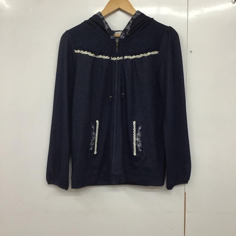 アクシーズファム axes femme パーカー 長袖 ジップパーカー M 無地 青 / ブルー /  レディース USED 古着 中古 10140650