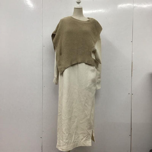 ニコアンド niko and... ワンピース ロングスカート m211sh12sb 長袖ワンピース クルーネックワンピース ロングワンピース M 無地 白 / ホワイト / X ベージュ / ベージュ /  レディース USED 古着 中古 10109009