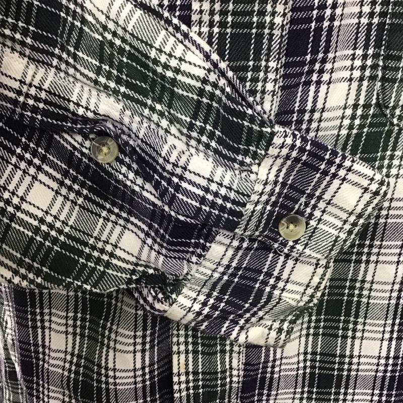 古着 USED シャツ、ブラウス 長袖 ボタンダウン 胸ポケット XL チェック 白 / ホワイト / X 緑 / グリーン / X 紺 / ネイビー /  メンズ USED 古着 中古 10107827