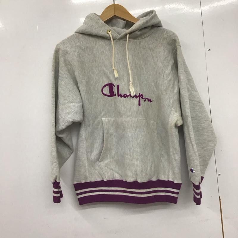 チャンピオン Campion パーカー 長袖 長袖パーカー プルオーバーパーカー スウェット 90s reverse weave リブライン usa製 M ロゴ、文字 灰 / グレー /  メンズ USED 古着 中古 10148557