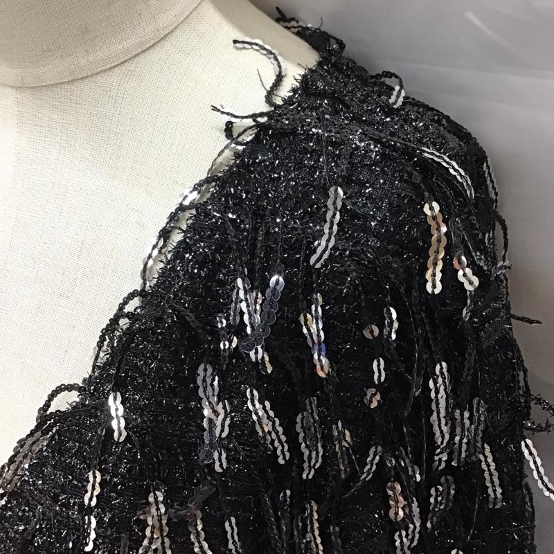 ザラ ZARA ワンピース ひざ丈スカート 長袖ワンピース ドレス Vネックワンピース S 総柄 黒 / ブラック /  レディース USED 古着 中古 10117979