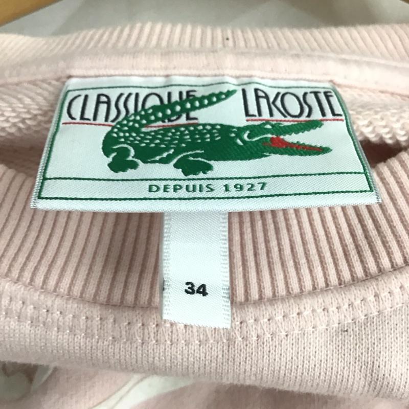 ラコステ LACOSTE トレーナー 長袖 長袖トレーナー スウェット クルーネック プルオーバー 34 ロゴ、文字 桃 / ピンク /  レディース USED 古着 中古 10145116