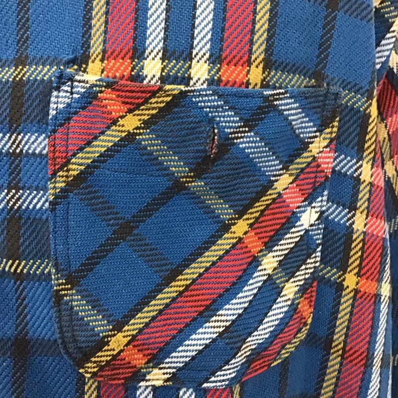 エリー ELY シャツ、ブラウス 長袖 XL チェック 青 / ブルー / X 白 / ホワイト / X 黒 / ブラック / X 赤 / レッド / X 黄 / イエロー /  メンズ USED 古着 中古 10111196