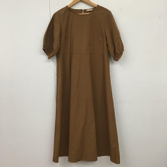 エヘカソポ ehka sopo ワンピース ロングスカート 半袖ワンピース フレアスカート クルーネック FREE 無地 茶 / ブラウン /  レディース USED 古着 中古 10135198