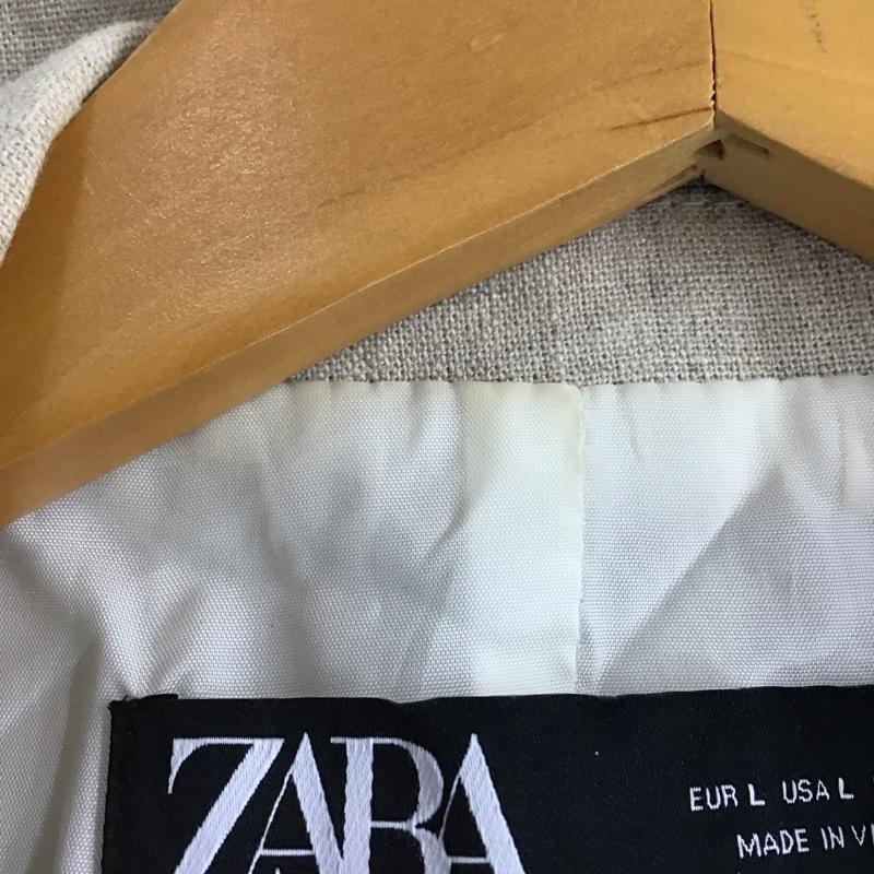 ザラ ZARA ジャケット、上着 ジャケット、ブレザー 2753/330/052 リネンジャケット プリントカフス L 無地 ベージュ / ベージュ /  レディース USED 古着 中古 10140665
