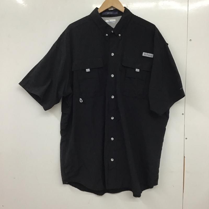 コロンビア Columbia シャツ、ブラウス 半袖 124 fm7047 バハマショートスリーブシャツ 半袖シャツ ボタンダウンシャツ XL ロゴ、文字 黒 / ブラック /  メンズ USED 古着 中古 10134026