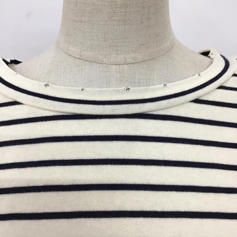 ザラ ZARA Tシャツ 長袖 3253 272 060 ロンT S ボーダー柄 アイボリー / アイボリー / X 紺 / ネイビー /  レディース USED 古着 中古 10118234