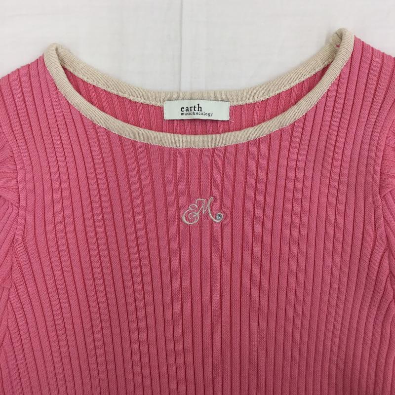アースミュージックアンドエコロジー earth music&ecology ニット、セーター 半袖 1M42L2C0200 フロントロゴ配色ニットプルオーバー FREE ワンポイント 桃 / ピンク /  レディース USED 古着 中古 10141837