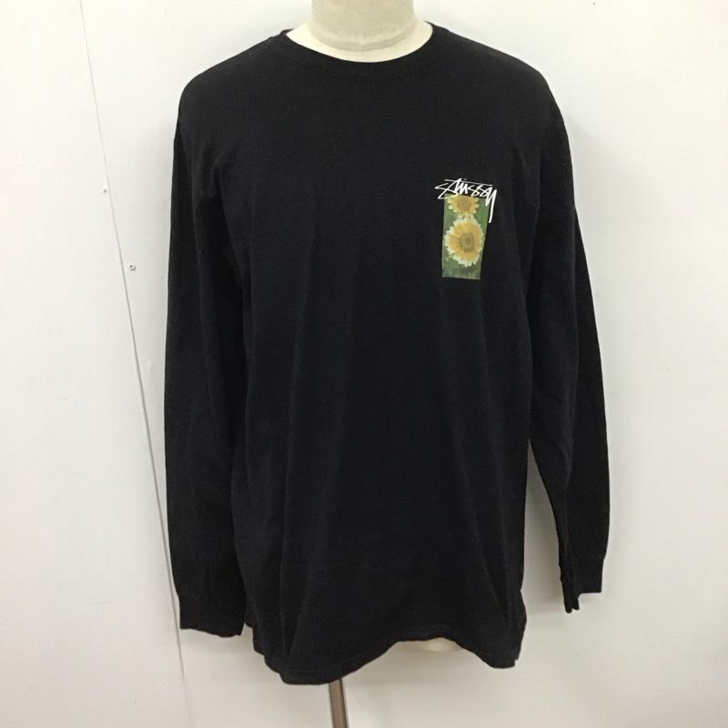 ステューシー STUSSY カットソー 長袖 長袖カットソー プリントカットソー クルーネック L プリント 黒 / ブラック /  メンズ USED 古着 中古 10126191