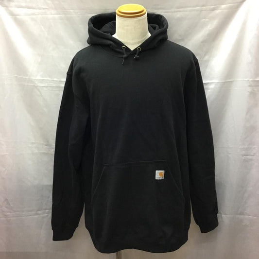 カーハート Carhartt パーカー 長袖 長袖パーカー フード付きパーカー プリントスウェット トレーナー XL 無地 黒 / ブラック /  メンズ USED 古着 中古 10112424