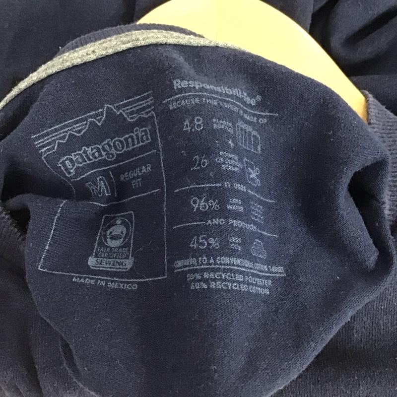 パタゴニア patagonia Tシャツ 半袖 半袖カットソー プリントTシャツ クルーネックカットソー M ロゴ、文字 紺 / ネイビー /  メンズ USED 古着 中古 10133968