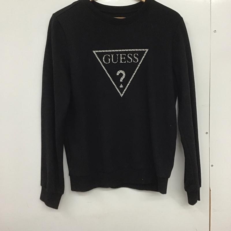 ゲス Guess トレーナー 長袖 長袖トレーナー スウェット クルーネック プルオーバー S ロゴ、文字 黒 / ブラック /  メンズ USED 古着 中古 10148592
