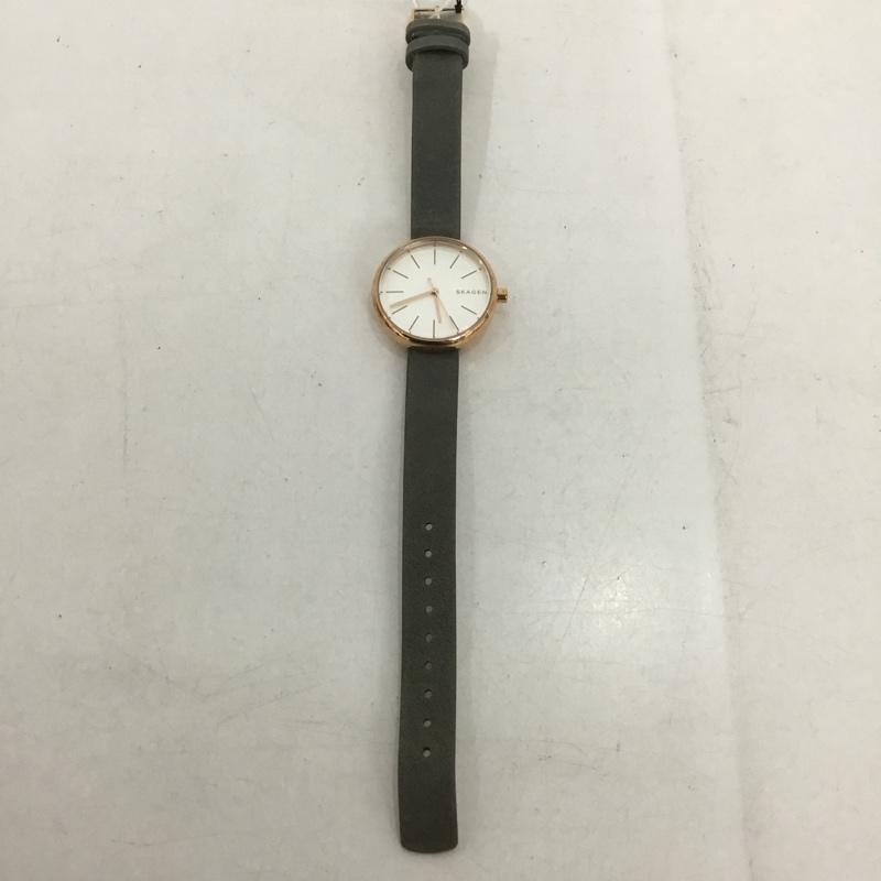 スカーゲン SKAGEN 腕時計 アナログ（クォーツ式） SKW2644 レザーベルト ロゴ、文字 灰 / グレー /  レディース USED 古着 中古 10135171