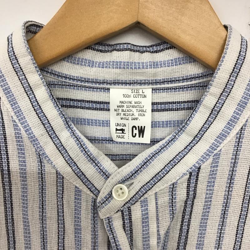 コーストワイド COASTWIDE シャツ、ブラウス 半袖 半袖シャツ ノーカラーシャツ 前ボタン L ストライプ マルチカラー / マルチカラー /  メンズ USED 古着 中古 10137621