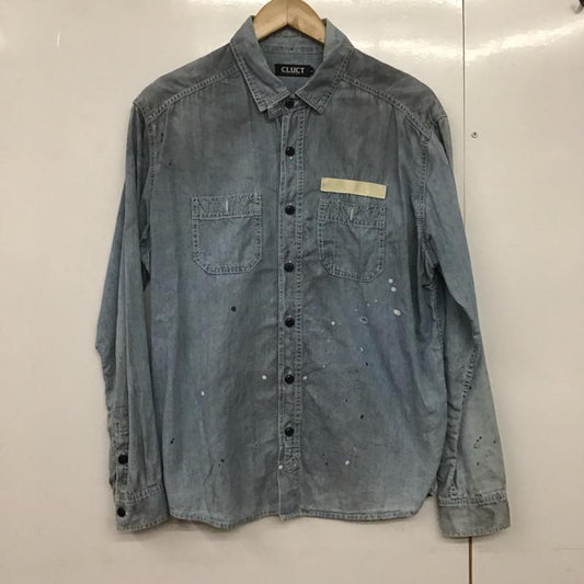 クラクト CLUCT シャツ、ブラウス 長袖 長袖デニムシャツ カラーシャツ 長袖シャツ L ダメージ加工 インディゴ / インディゴ /  メンズ USED 古着 中古 10140726