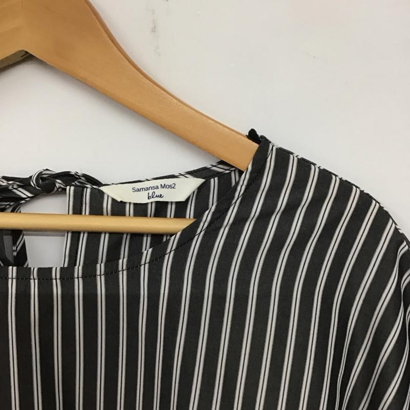 サマンサモスモス Samansa Mos2 ワンピース ロングスカート 長袖シャツワンピース ロングワンピース ストライプ FREE ストライプ 灰 / グレー /  レディース USED 古着 中古 10142073