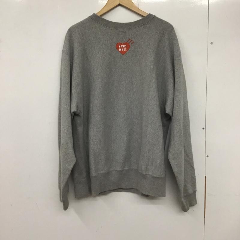 ヒューマンメード HUMAN MADE トレーナー 長袖 KAWS スウェット 裏起毛 プリント XL ロゴ、文字 灰 / グレー /  メンズ USED 古着 中古 10133567