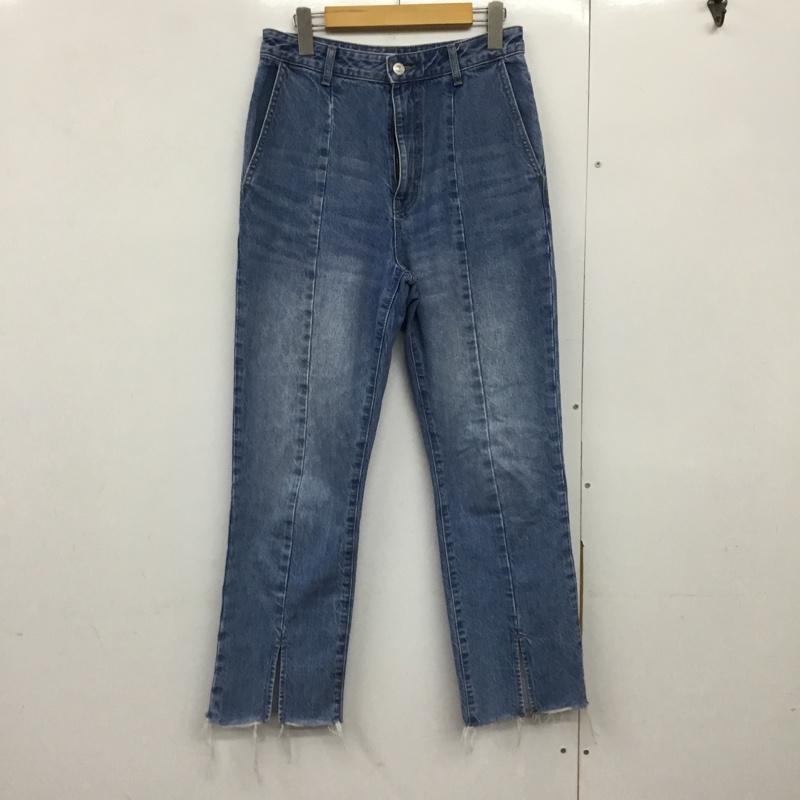 ローリーズファーム LOWRYS FARM パンツ デニム、ジーンズ LF524036AD 裾スリット L 無地 青 / ブルー /  レディース USED 古着 中古 10144646
