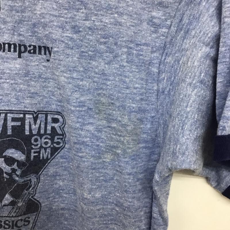 ヘインズ HANES Tシャツ 半袖 半袖カットソー プリントTシャツ クルーネックカットソー 80s 三角タグ M プリント 青 / ブルー /  メンズ USED 古着 中古 10133287