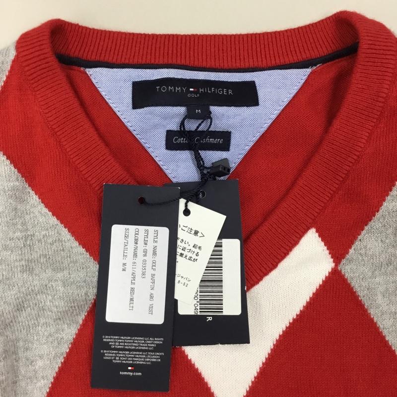 トミーヒルフィガー TOMMY HILFIGER ベスト ベスト 49-2233801 Vネック タグ付き M アーガイル柄 赤 / レッド / X 灰 / グレー / X 白 / ホワイト / X 紺 / ネイビー /  メンズ USED 古着 中古 10112875