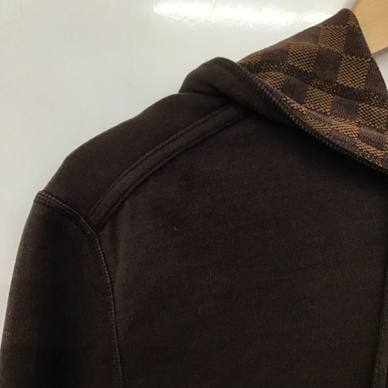 ルイヴィトン LOUIS VUITTON パーカー 長袖 ダミエ ジップアップ S 無地 X 総柄 茶 / ブラウン /  メンズ USED 古着 中古 10139856