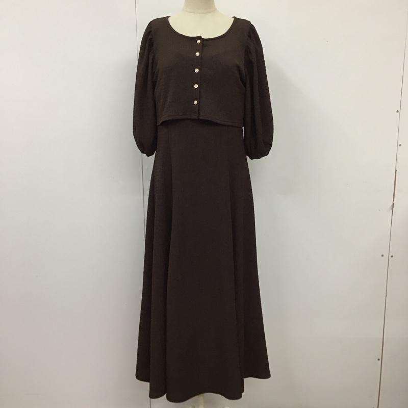 オリーブデオリーブ OLIVE des OLIVE ワンピース ロングスカート 半袖ロングワンピース フレアスカート 切り替えワンピース FREE 無地 茶 / ブラウン /  レディース USED 古着 中古 10118009