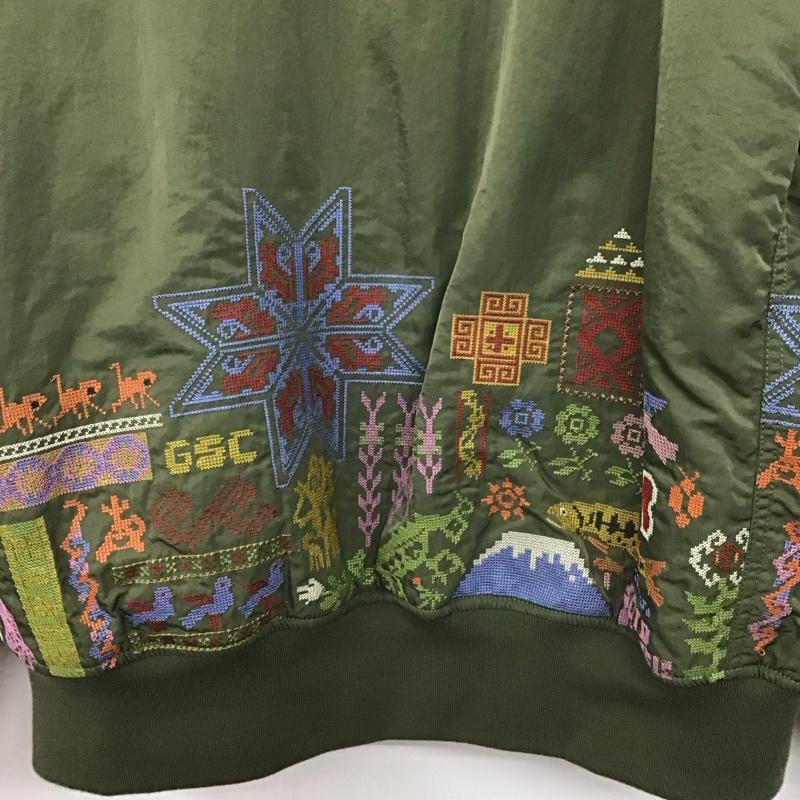 ゴースローキャラバン go slow caravan ジャケット、上着 ジャンパー、ブルゾン 310226 ワッシャーナイロンツイルパネル刺繍リブJK 4 刺繍 カーキ / カーキ /  メンズ USED 古着 中古 10139615