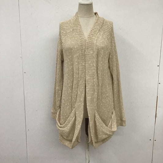 セシルマクビー CECIL McBEE カーディガン 長袖 長袖カーディガン 長袖カットソー ノーカラージャケット 前開カーディガン M 無地 ベージュ / ベージュ /  レディース USED 古着 中古 10117881