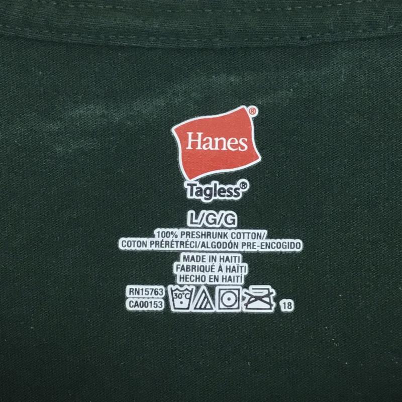 ヘインズ HANES Tシャツ 半袖 L ロゴ、文字 緑 / グリーン /  メンズ USED 古着 中古 10134377