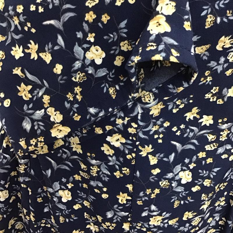 ナチュラルクチュール natural couture ワンピース ロングスカート 720180 五分袖 Vネック FREE 花柄 紺 / ネイビー /  レディース USED 古着 中古 10115508