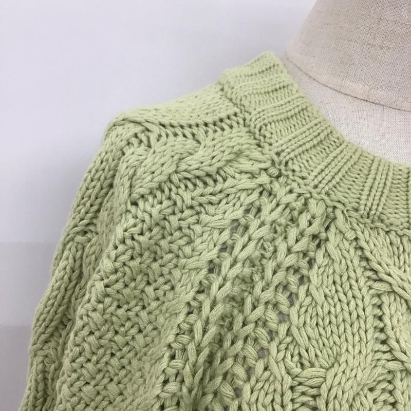マウジー MOUSSY ニット、セーター 長袖 010ESW70-0550 RAGLAN SLEEVE CABLE ニット FREE 無地 薄緑 / ライトグリーン /  レディース USED 古着 中古 10108474