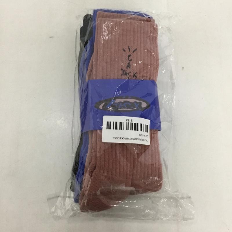 カクタスジャック Cactus Jack ファッション小物 ファッション小物 BASIC 3-PACK SOCKS 靴下 三足セット CJFM-AS14 ロゴ、文字 黒 / ブラック / X 青 / ブルー / X 桃 / ピンク /  メンズ USED 古着 中古 10131202