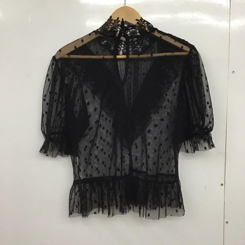 ザラ ZARA カットソー 半袖 半袖カットソー フリルシャツ 総柄 黒 / ブラック /  レディース USED 古着 中古 10149079