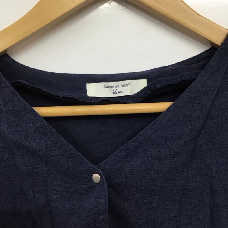サマンサモスモスブルー Samansa Mos2 blue シャツ、ブラウス 七分袖 FREE 無地 青 / ブルー /  レディース USED 古着 中古 10146758